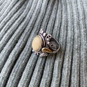 Vintage sterling silver butterscotch statement ring - 0021FQ